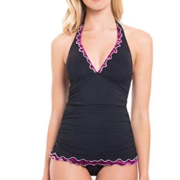 Profile by Gottex Womens Flutter Sleeve V-Neck One Piece Swimsuit
